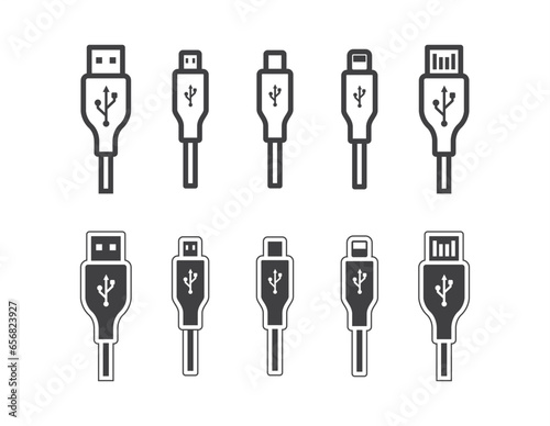 USB plug icon set, Usb charger smartphone symbol in trendy flat style on Transparant background. Usb icon vector illustration.