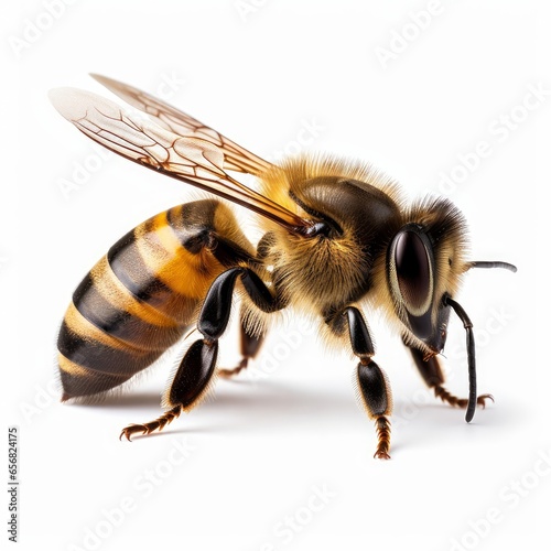 bee sitting , isolated on white background cutout, Generative AI