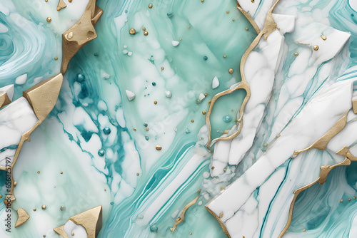 Luxurious marble in shades of mint white and azure