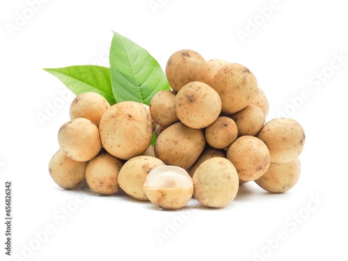 Fresh organic longkong placed isolated on white background.