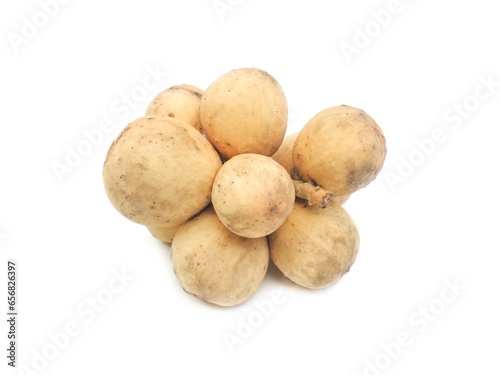 Fresh organic longkong placed isolated on white background.