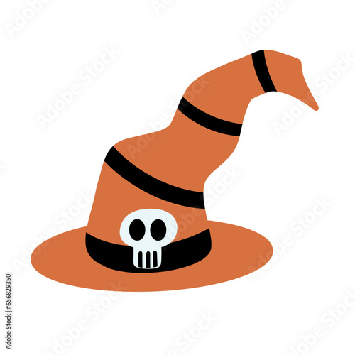 holloween witch hat with askull on it
