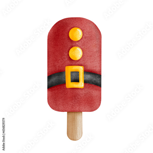 Ice cream stick topped with purple cream