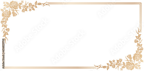 vector illustration of rose flower corner frames with golden colors isolated white backgrounds for certificate of completion template, Presentations, User interface ads, Layouts, collages, scene desks