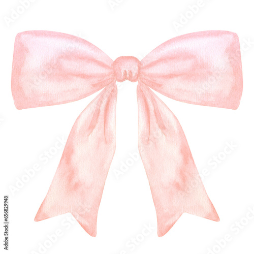 Tableau sur toile Decorative pink bow with long ribbon