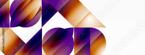 Serene gradient template. Circles and triangles mingle in minimalist perfection. Gentle fusion of forms and hues creates balanced yet captivating backdrop, embodying modern sophistication