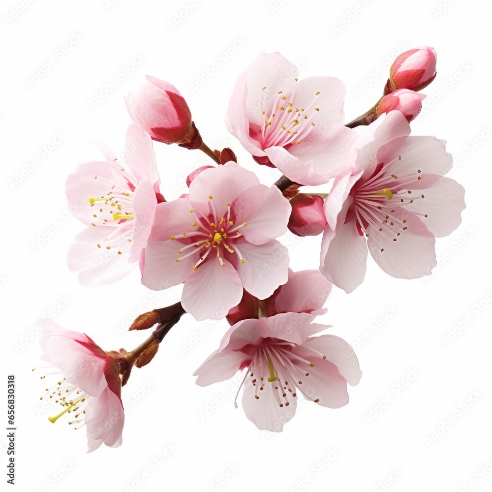 cherry blossom sakura isolated on white background cutout, Generative AI