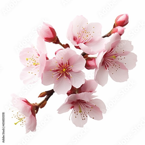 Obraz na płótnie cherry blossom sakura isolated on white background cutout, Generative AI w salonie