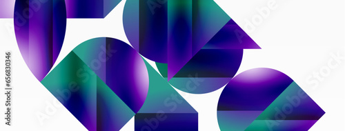 Serene gradient template. Circles and triangles mingle in minimalist perfection. Gentle fusion of forms and hues creates balanced yet captivating backdrop, embodying modern sophistication