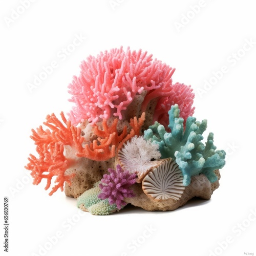 small coral reef   isolated on white background cutout  Generative AI