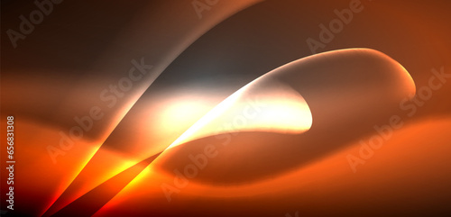 Neon-lit waves surge across background, mesmerizing dance of luminescence and motion. Dynamic backdrop captures essence of energy and modern aesthetics
