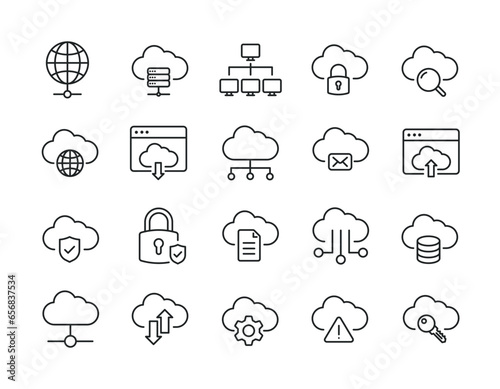 Cloud computing thin line icons. Editable stroke. For website marketing design, logo, app, template, ui, etc. Vector illustration.