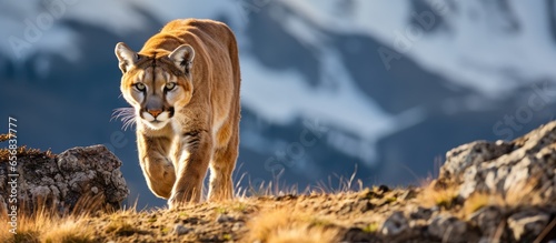 Puma spotted in Torres del Paine National Park Patagonia Chile photo