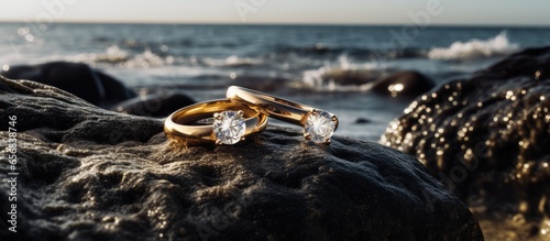 Sea rocks hold wedding bands