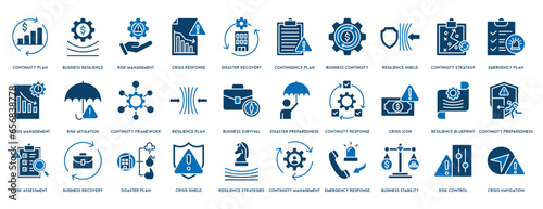 Business continuity icon vector illustration concept for creating a system of prevention and recovery with an icon of management, ongoing operation, risk, resilience and procedures