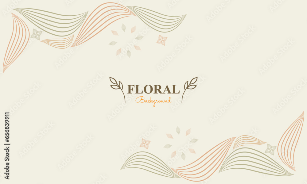 natural background with abstract natural shape, leaf and floral ornament in soft color style design