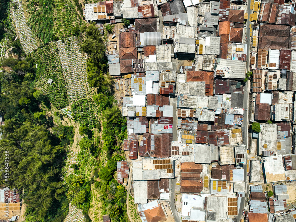 Drone images of rural urban in Sumbing Mountain Drone images of rural urban in Sumbing Mountain