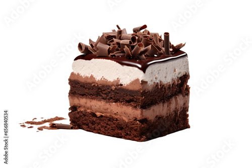 chocolate cake with cream Isolated on a white Background PNG