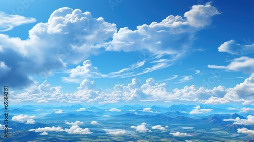 view of the blue sky filled with clouds