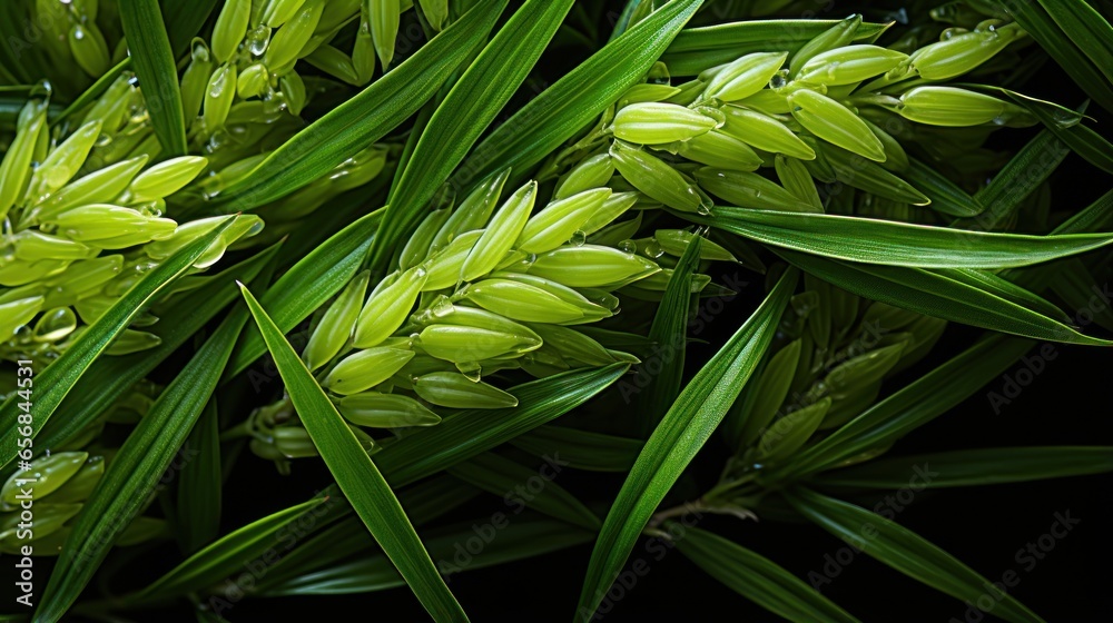 Obraz premium photo of green rice in fertile rice fields