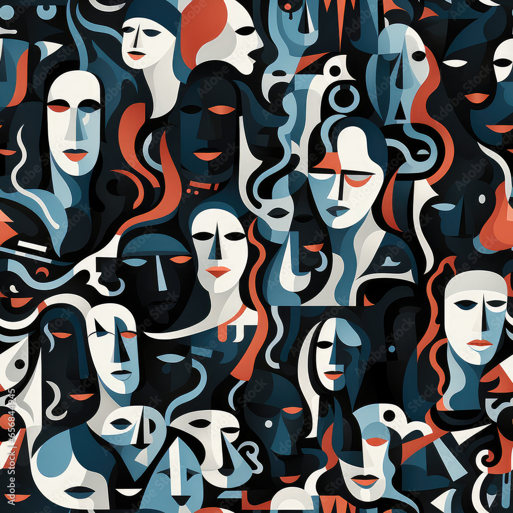 Diversity people cartoon collage repeat pattern Diversity people cartoon collage repeat pattern