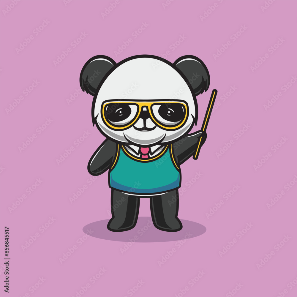 Cute panda teacher cartoon illustration