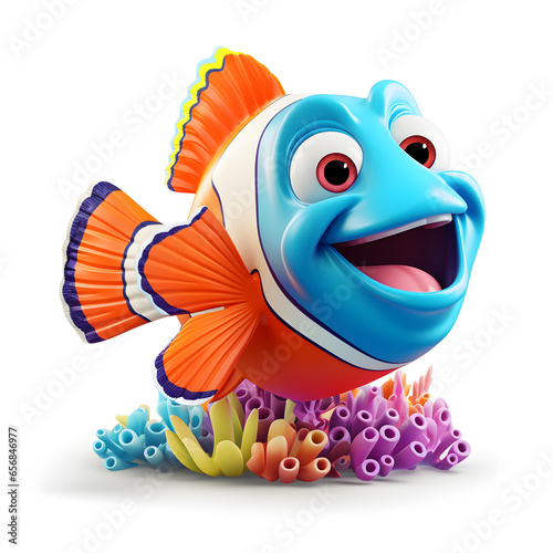 Cartoon 3d of clown fish isolated on white