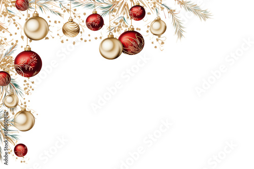 christmas border background with balls and decorations