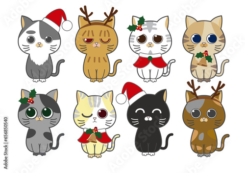 かわいい猫のクリスマスバージョンキャラクターステッカー集	