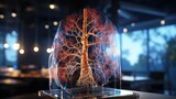 Medical technology diagnostic concept for checking human Lungs with Ai medical technology on virtual screen
