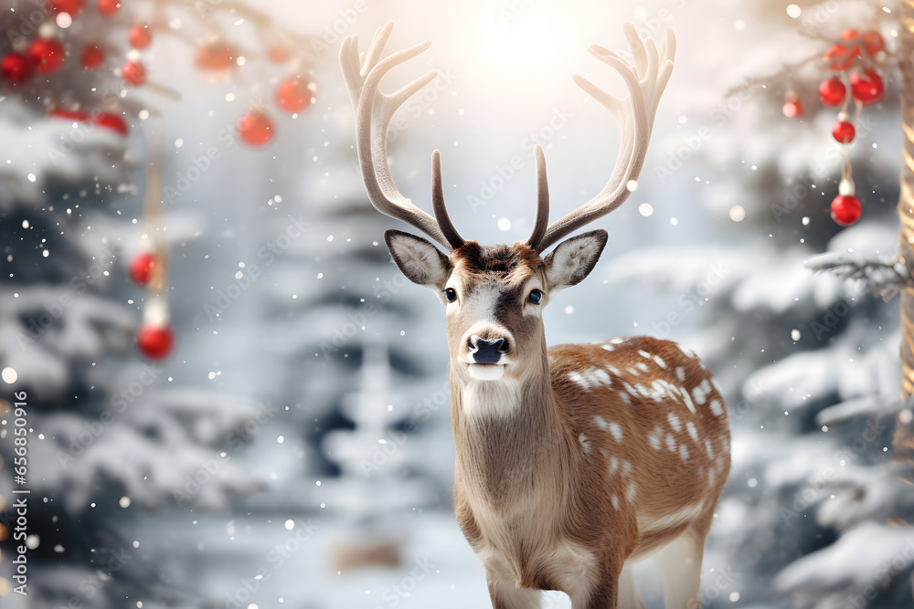 Reindeer and Christmas tree background Reindeer and Christmas tree background
