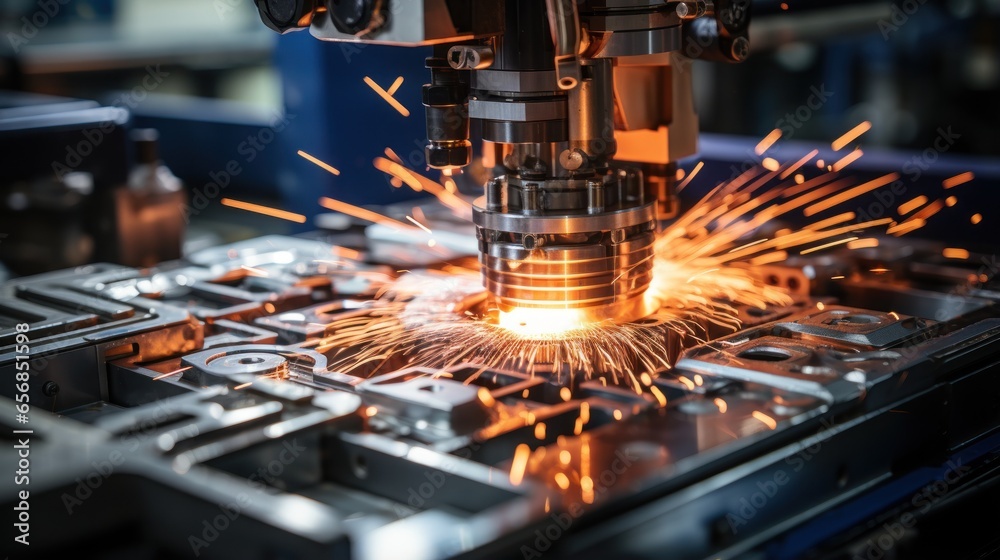 steel milling machine processing process with lots of sparks in the manufacturing industry steel milling machine processing process with lots of sparks in the manufacturing industry