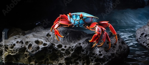 Galapagos crab on a rock photo