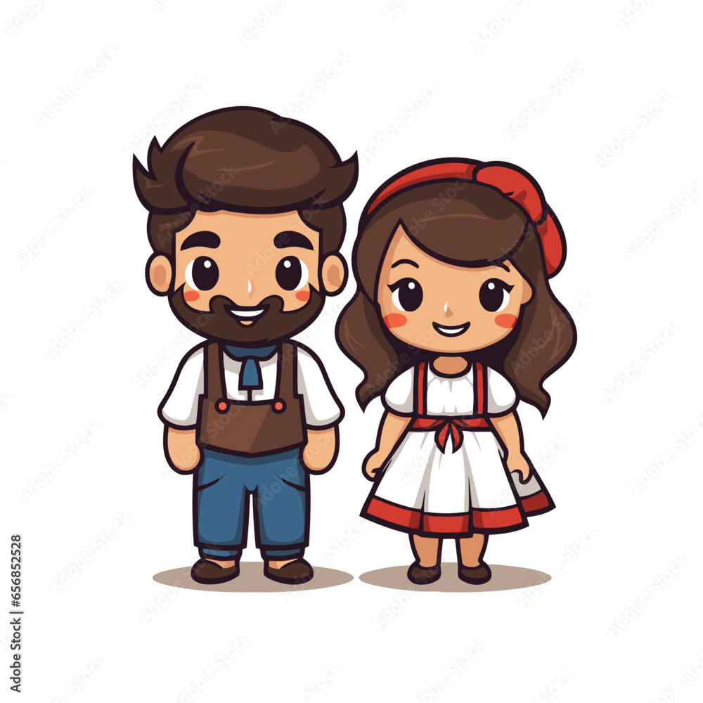 cute little girl and boy in bavarian clothes vector illustration cute little girl and boy in bavarian clothes vector illustration