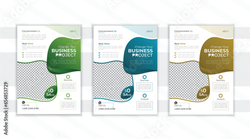 Corporate modern business flyer concept for design vector whit 3colors photo