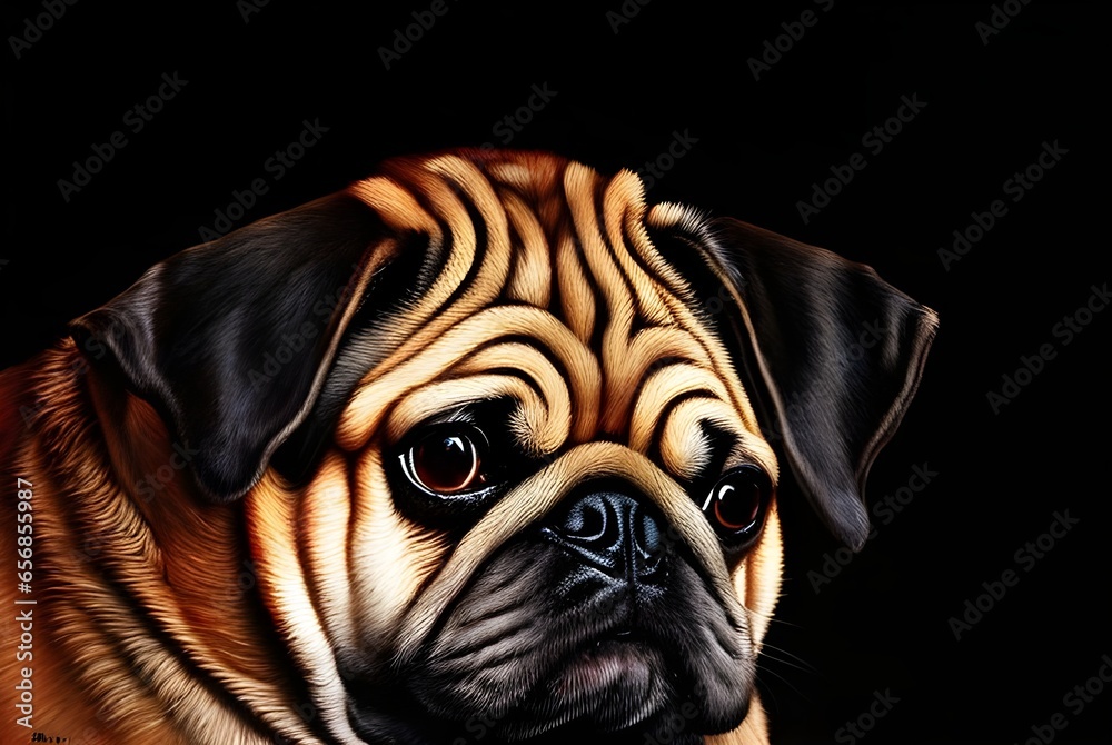 Obraz premium Sad pug dog portrait