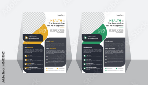 New health or gym flyer design. Creative and modern design template . Business gym flyer design