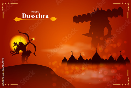 Vector illustration of Happy Dussehra social media feed template