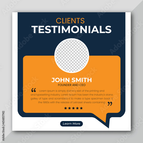 Client testimonials or customer feedback social media post web banner template. Customer feedback testimonial bundle social media post web banner template.	
