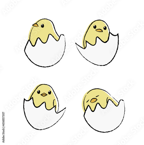 生まれたてひよこのイラスト　カラー