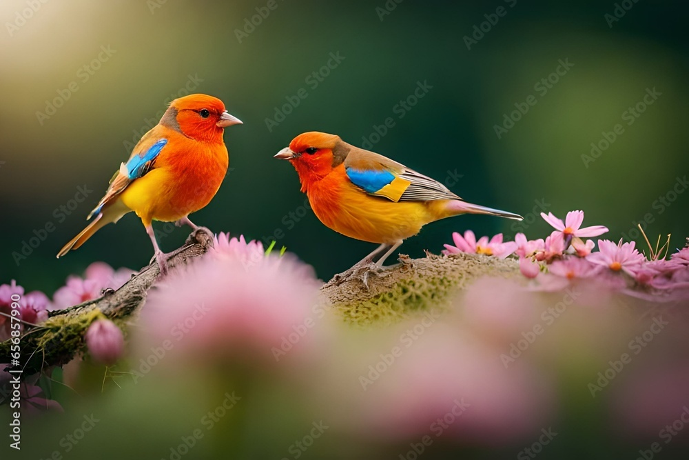 red and green parrots