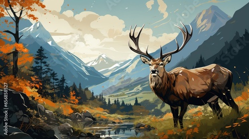 deer in the forest wallpaper background © praja