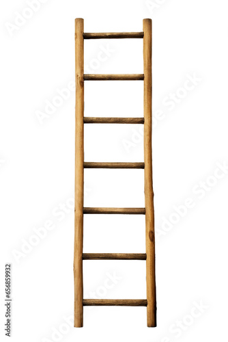 Wooden Ladders, transparent background, isolated image, generative AI 