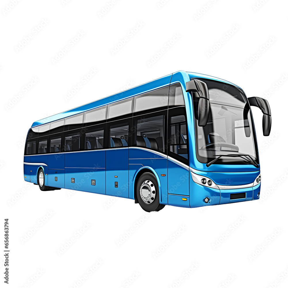 Blue bus on transparent background PNG