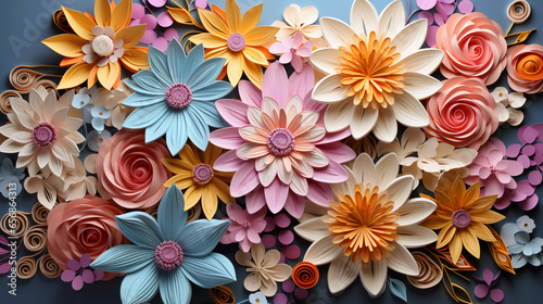 Colorful floral paper quilling backgrounds