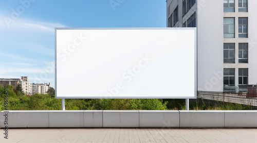 White billboard on the street in the city