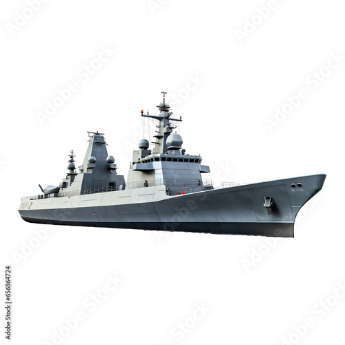 Modern warships on transparent background PNG. Naval war concept.