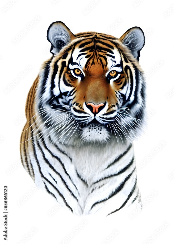 Tiger Portrait on White Background Tiger Portrait on White Background