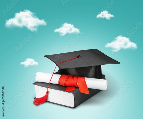 International Education concept. book and graduation hat