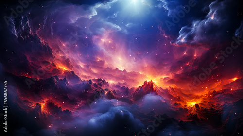 Cosmic Wonders: Supernova Nebula and Starry Sky Illustration